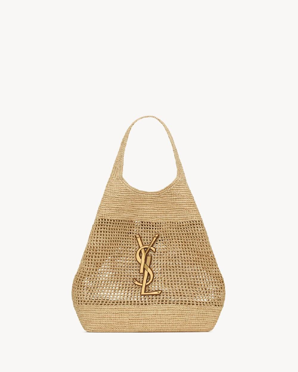 Saint Laurent maxibolso shopper icare de croché de rafia