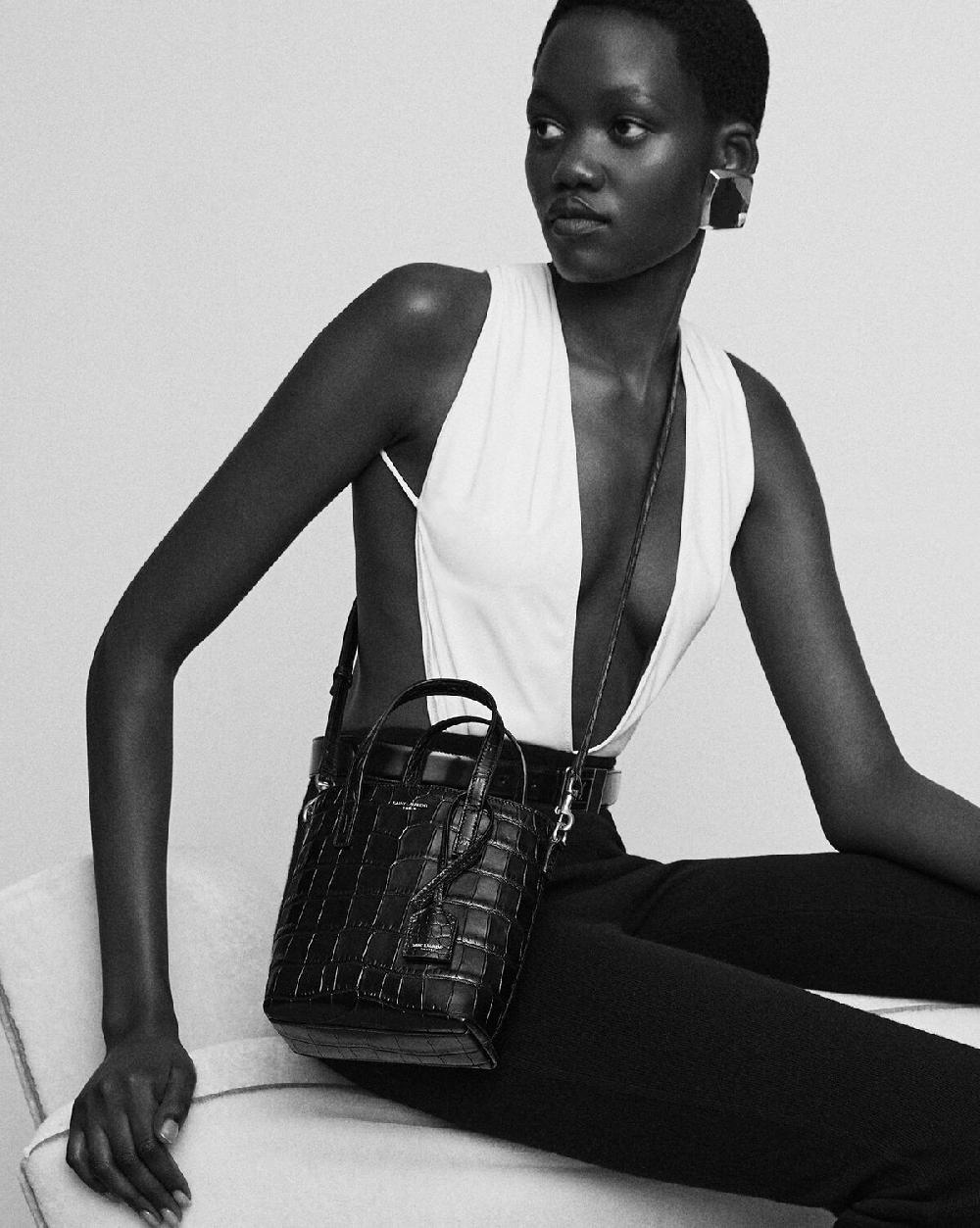 Saint Laurent Mini Toy Shopping Saint Laurent De Piel Repujada Efecto Cocodrilo