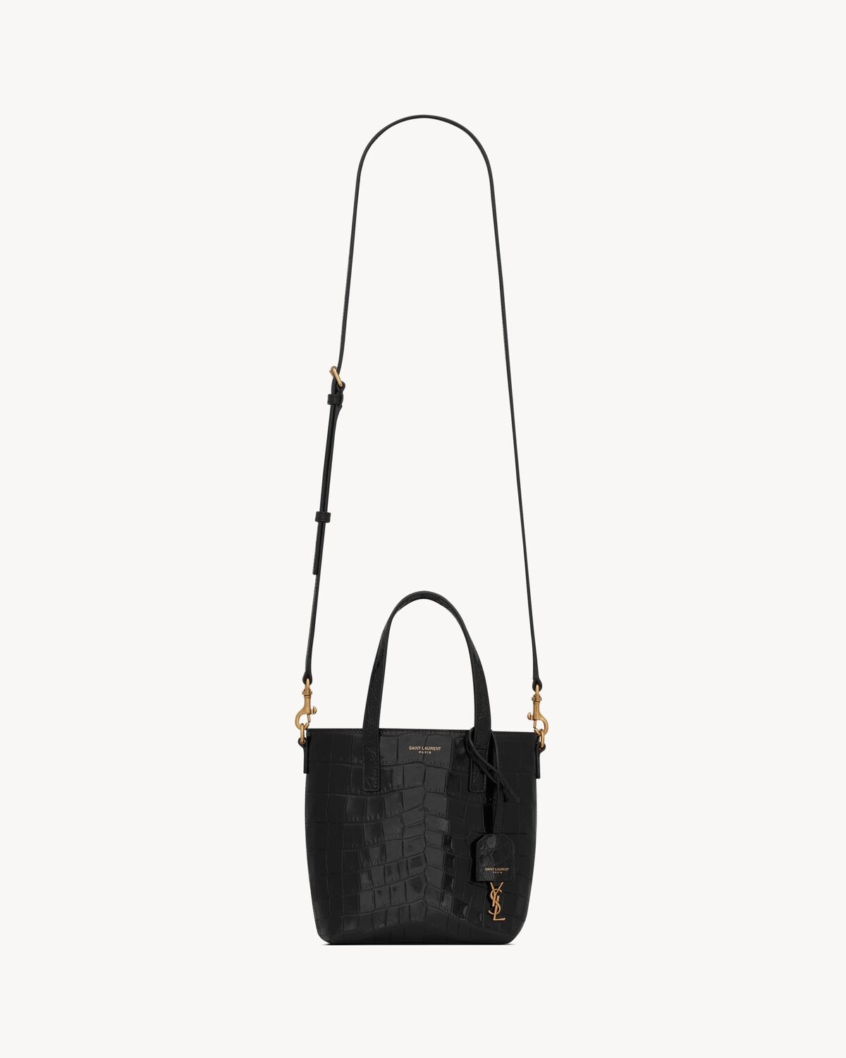 Saint Laurent Mini Toy Shopping Saint Laurent De Piel Repujada Efecto Cocodrilo