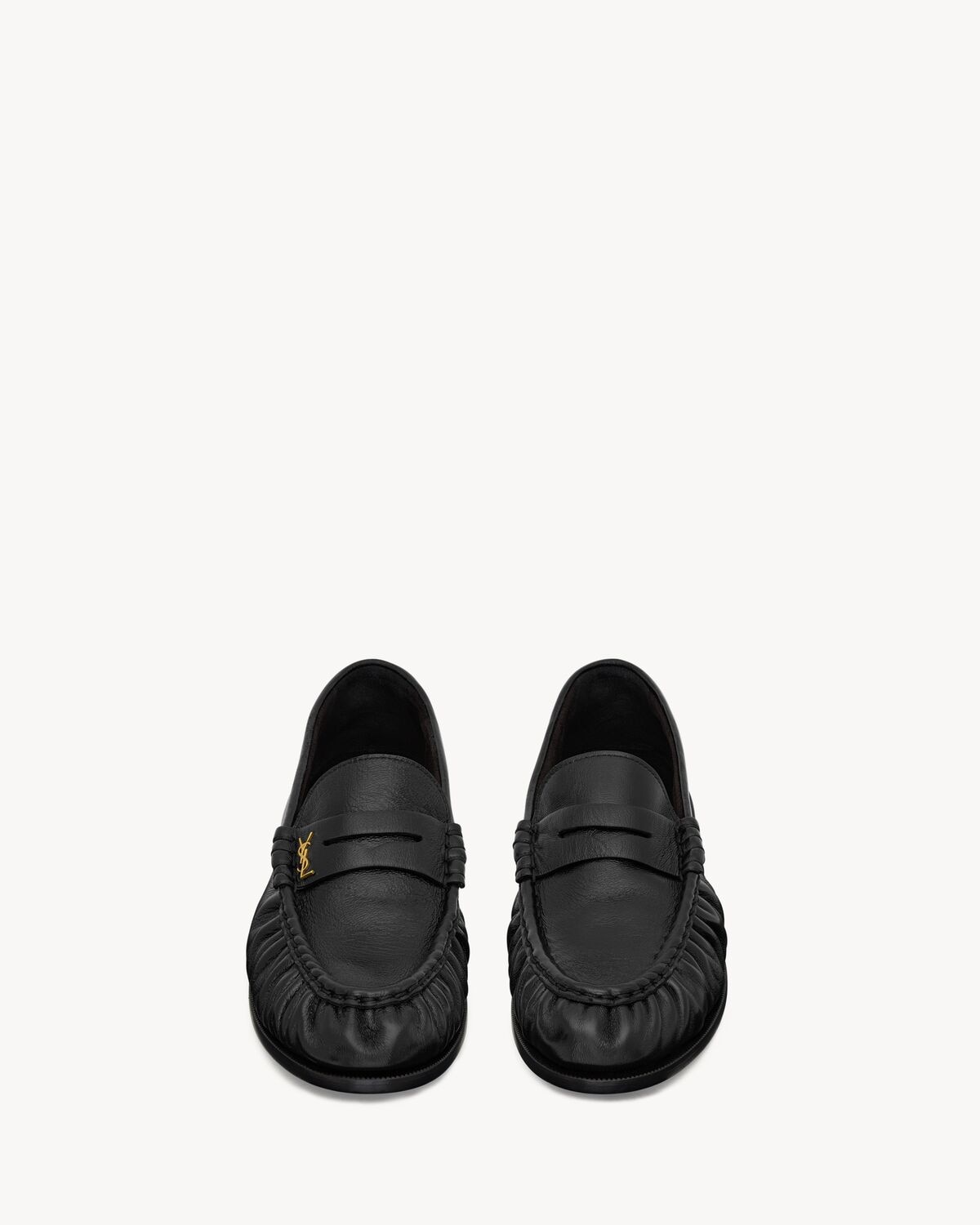 Saint Laurent mocasines le loafer supple de piel brillante arrugada