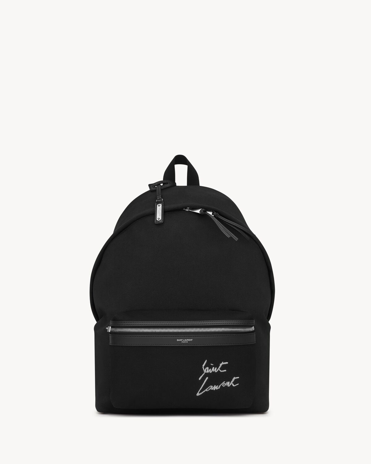 Saint Laurent mochila city con bordado saint laurent de lona