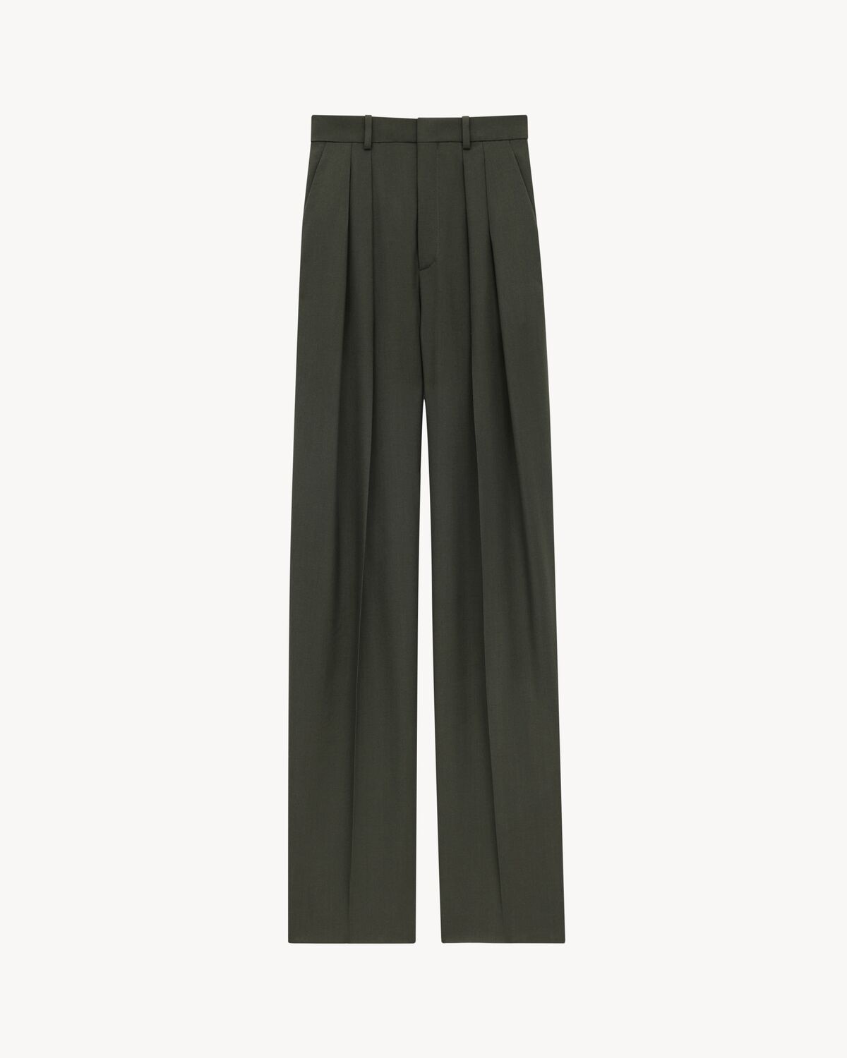 Saint Laurent pantalones anchos de gabardina de lana