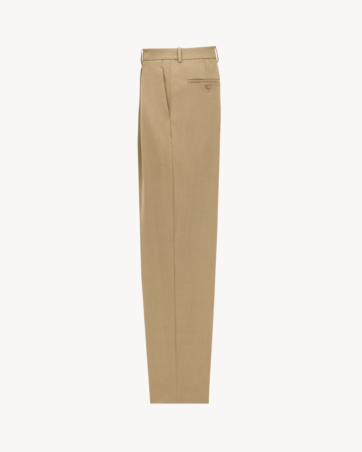 Saint Laurent Pantalones De Talle Alto De Gabardina De Lana