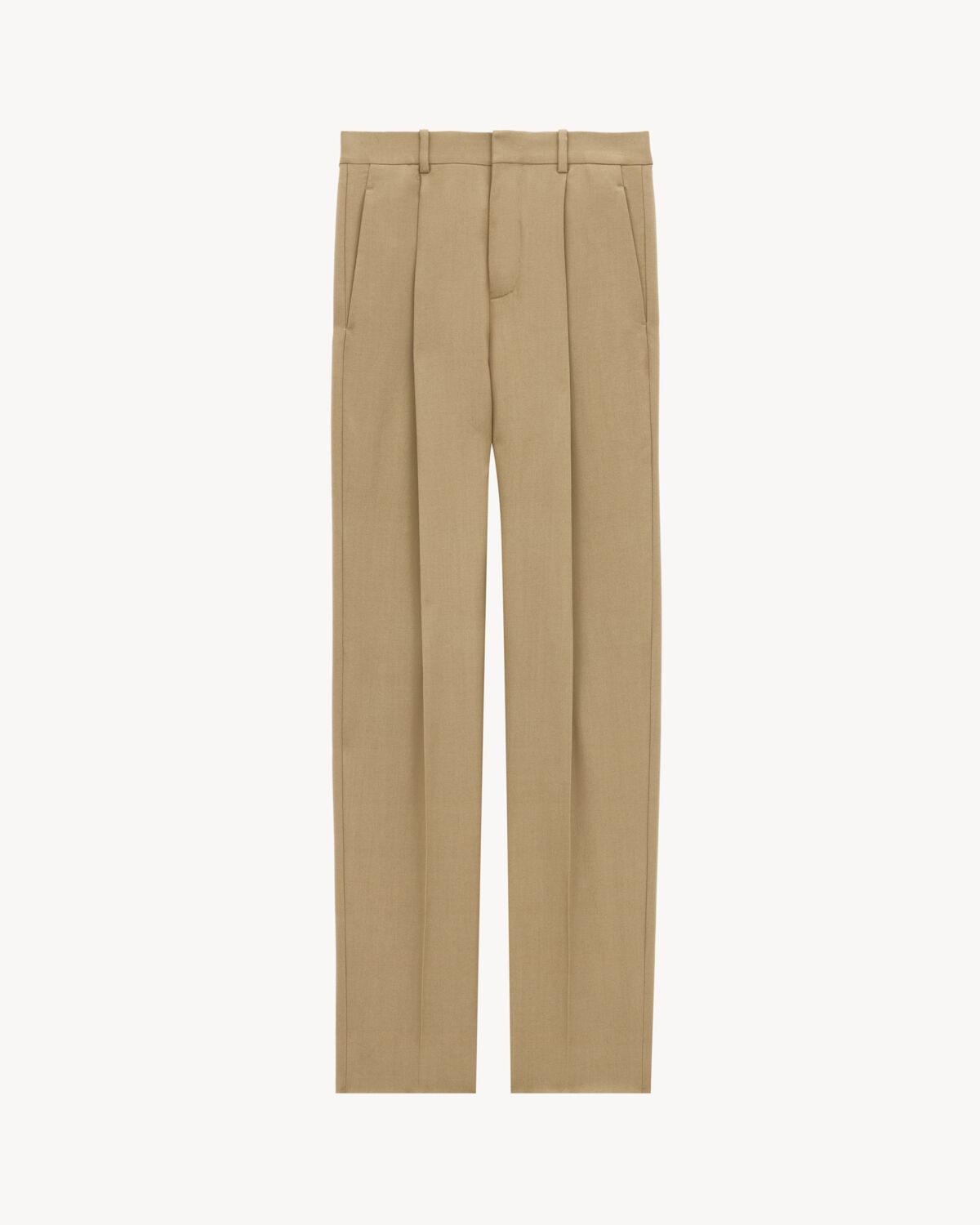Saint Laurent pantalones de talle alto de gabardina de lana