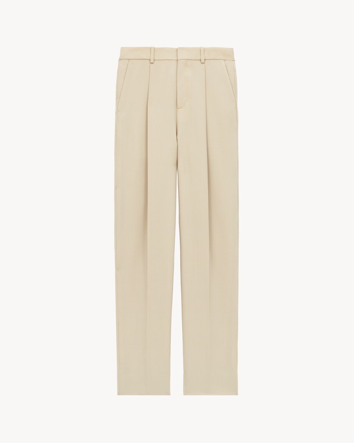 Saint Laurent pantalones de talle alto de lana ligera