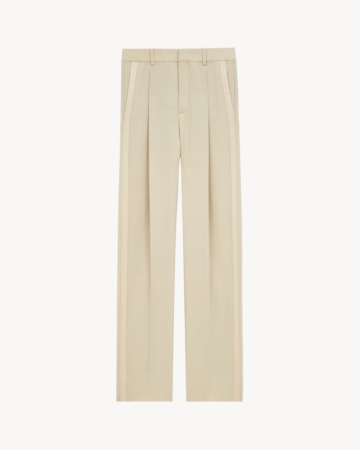 Saint Laurent pantalones de talle alto de lana ligera