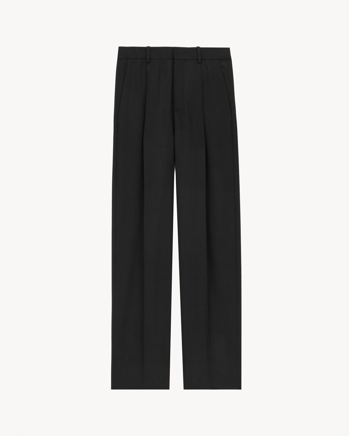 Saint Laurent pantalones de talle alto de lana mezclilla