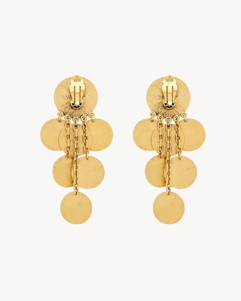Saint Laurent Pendientes De Metal Con Charm Yves Saint Laurent