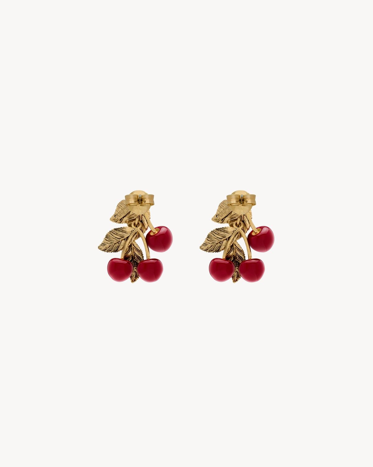 Saint Laurent Pendientes En Forma De Cereza De Esmalte Y Metal
