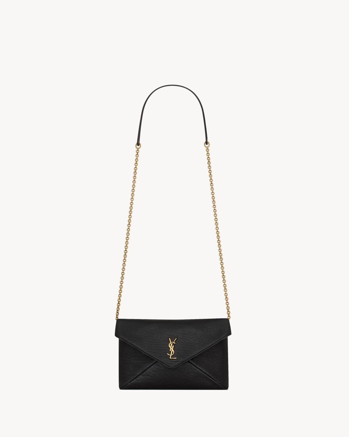 Saint Laurent pochette con cadena cassandre de piel de cordero