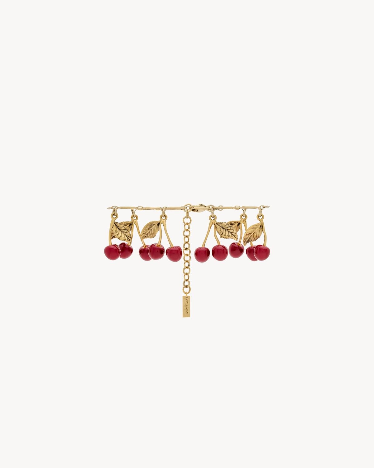 Saint Laurent pulsera en forma de cereza de esmalte y metal