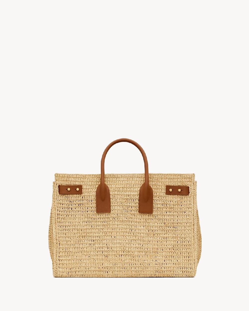 Saint Laurent Sac De Jour Flexible De Rafia Y Piel - Medium