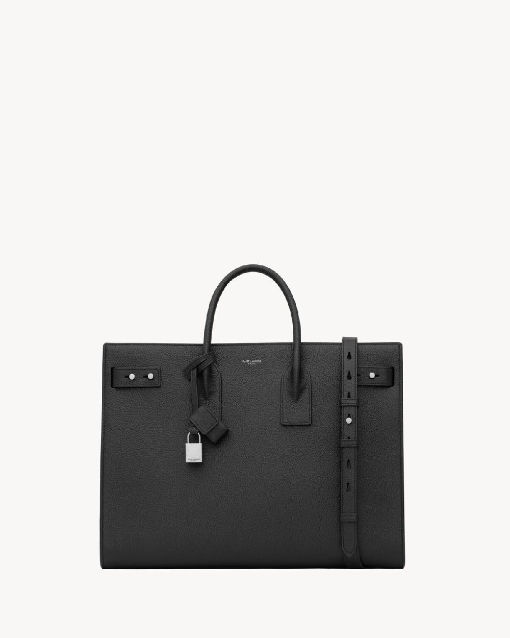 Saint Laurent sac de jour thin large de piel granulada