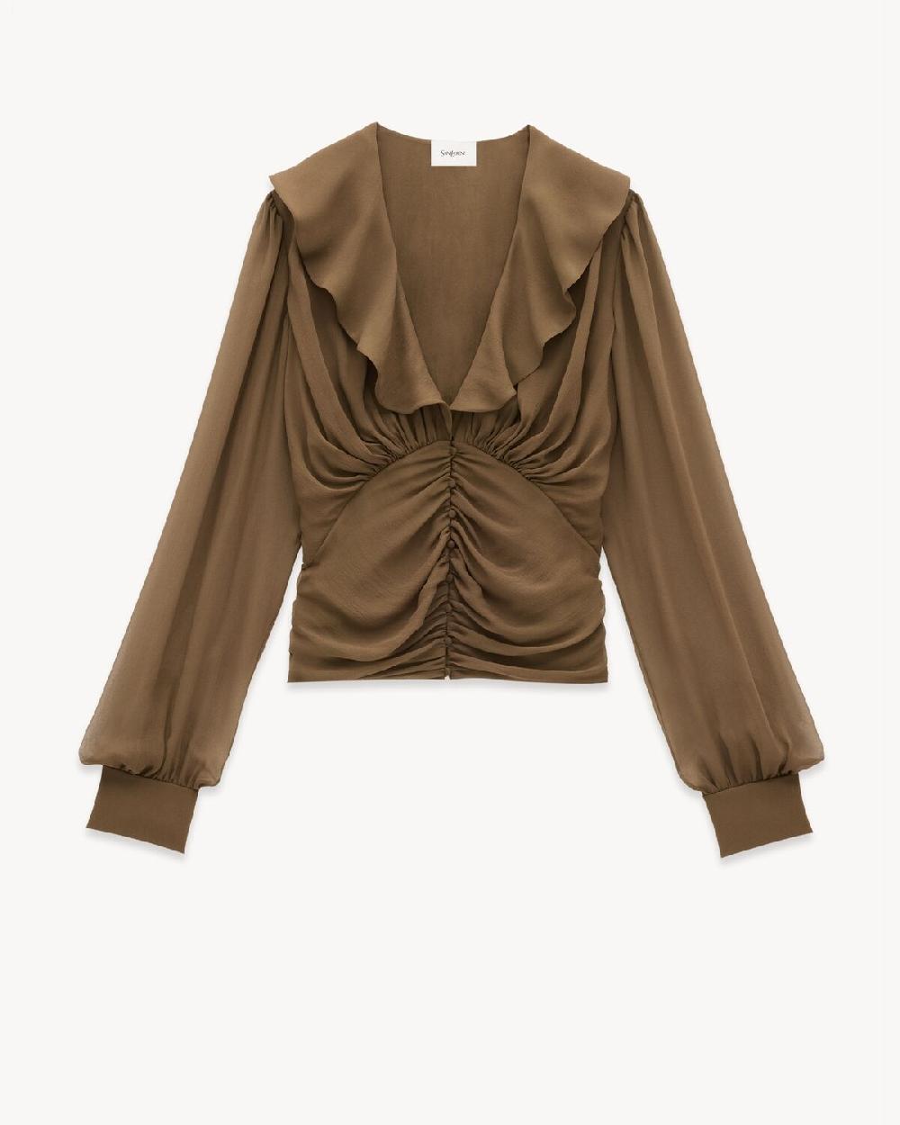 Saint Laurent blusa de muselina de crepé de seda