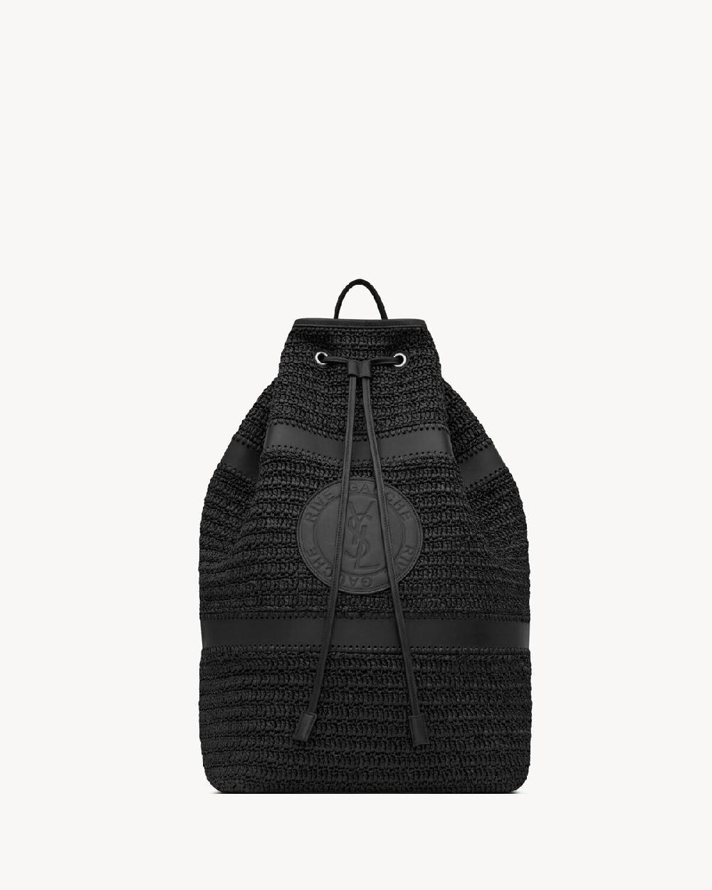 Saint Laurent bolso bandolera rive gauche de rafia