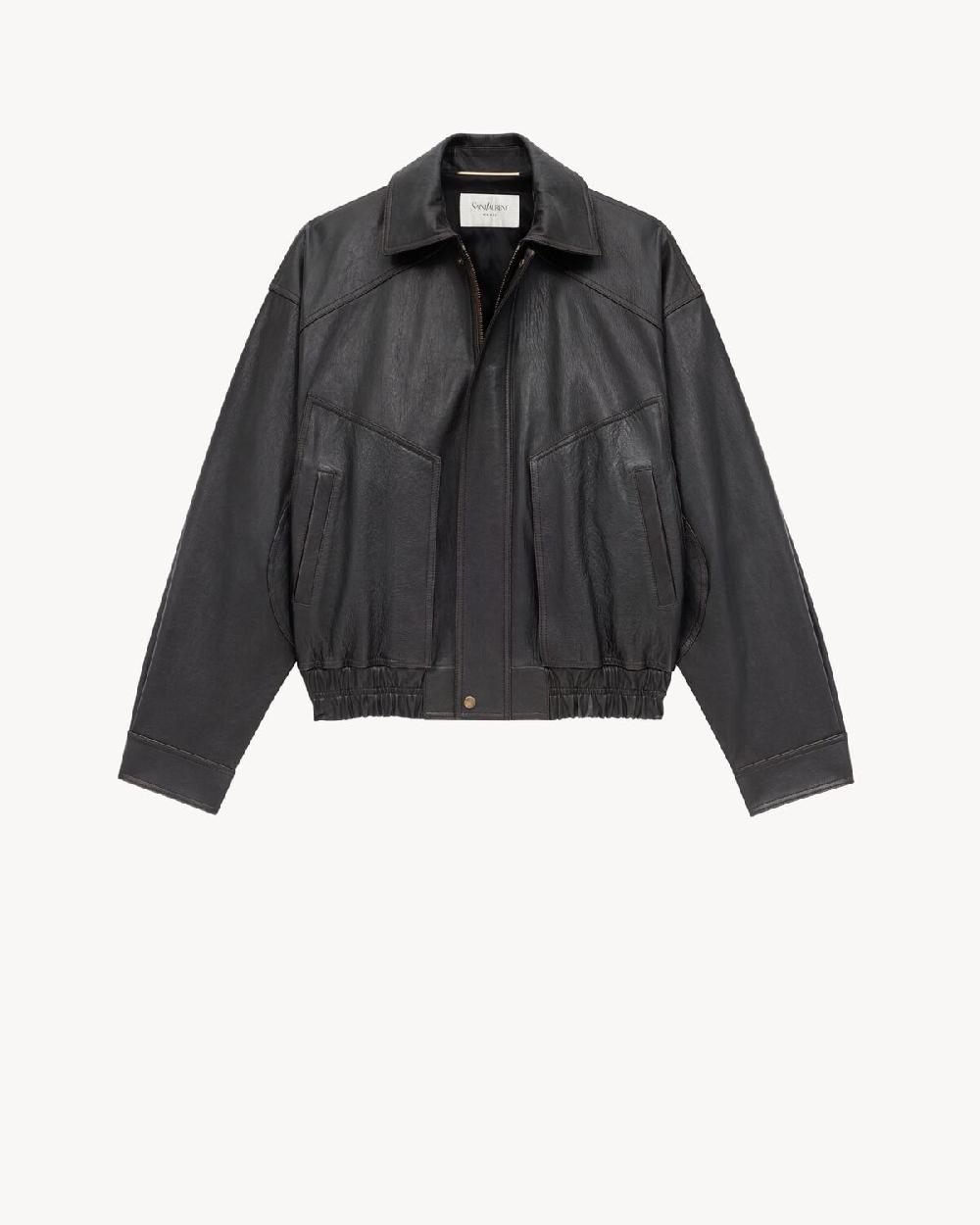 Saint Laurent Bomber De Piel De Cordero Granulada