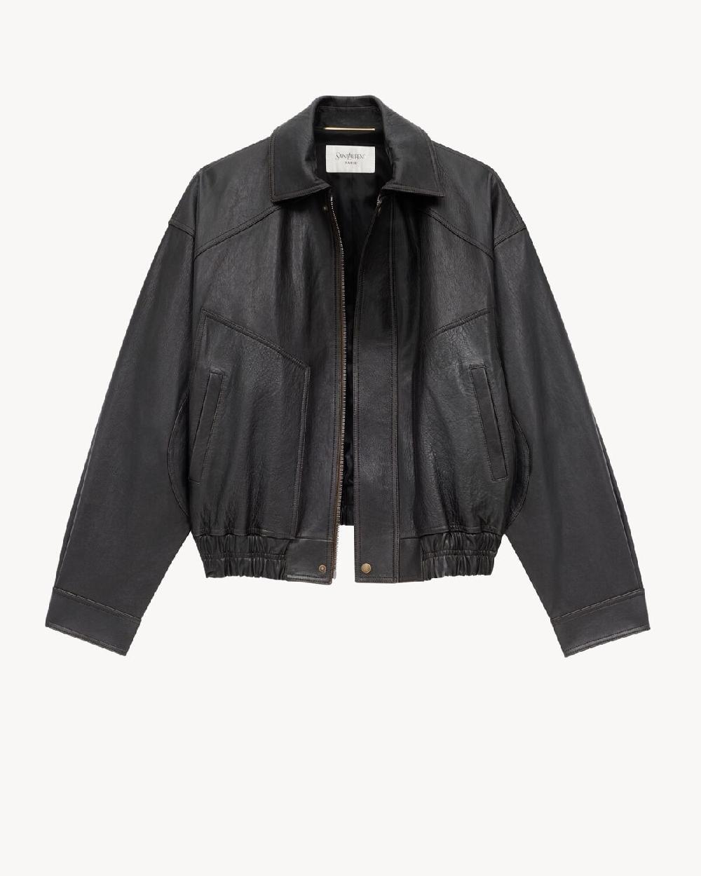 Saint Laurent Bomber De Piel De Cordero Granulada