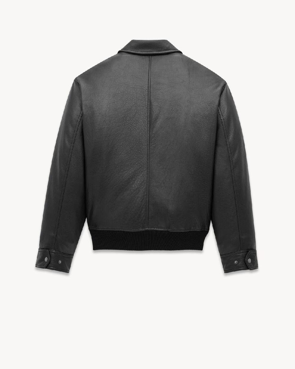 Saint Laurent Bomber De Piel De Cordero Granulada