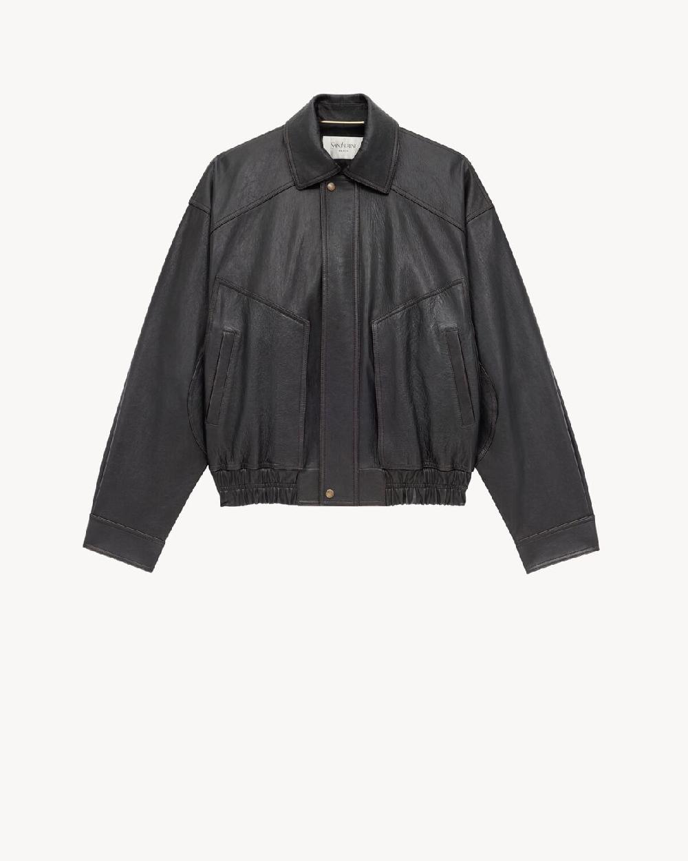 Saint Laurent bomber de piel de cordero granulada