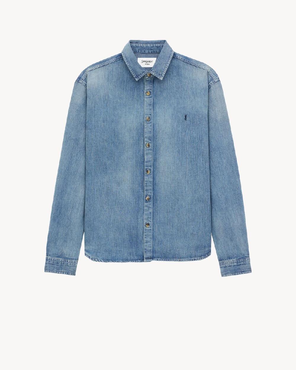 Saint Laurent camisa cassandre de denim azul day