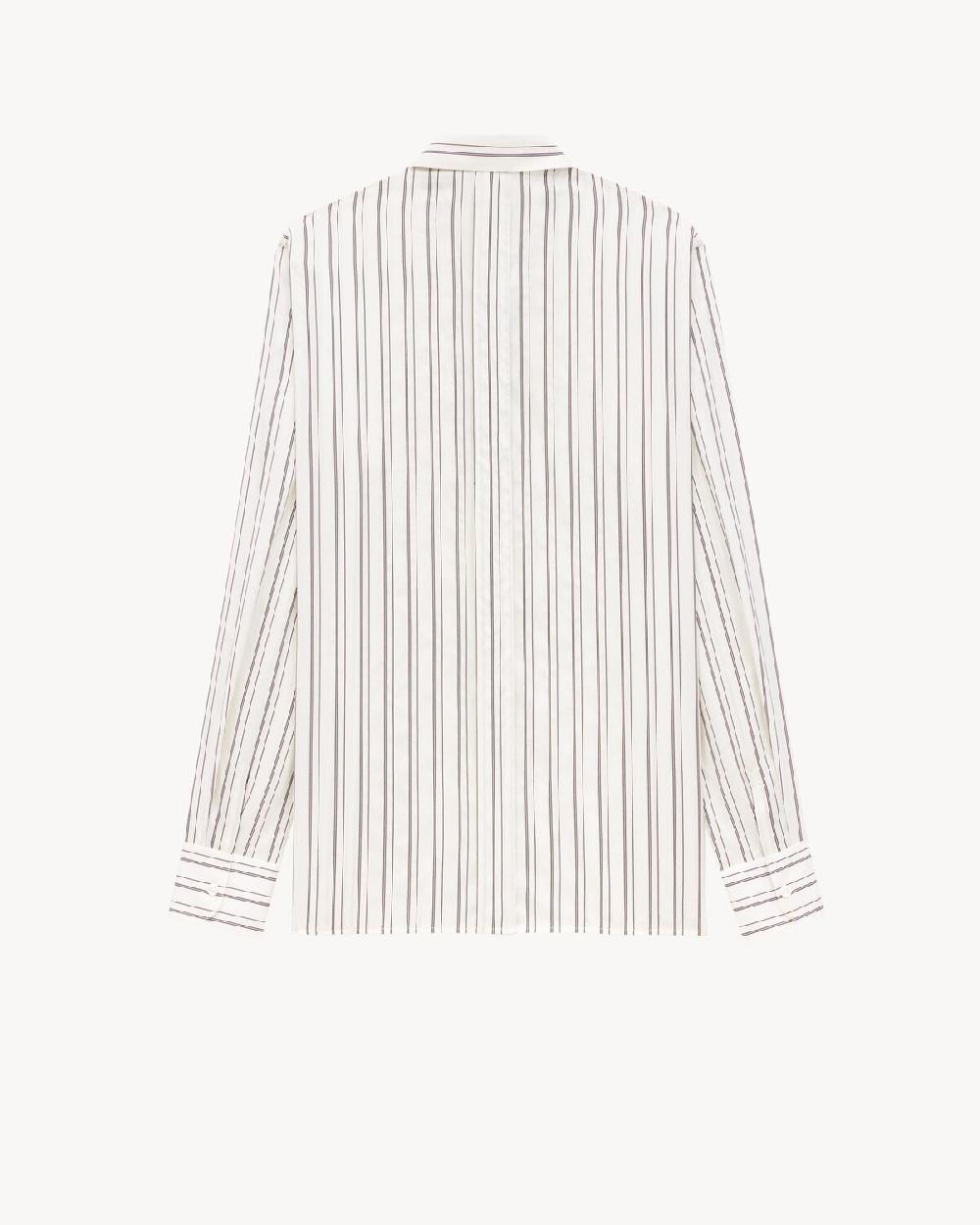 Saint Laurent Camisa De Seda Con Motivo De Rayas