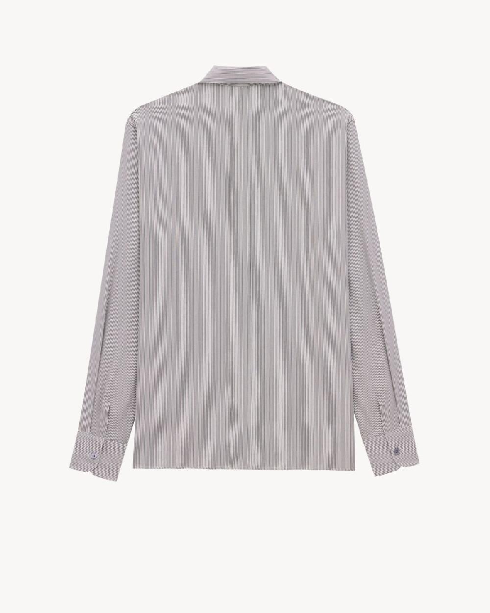 Saint Laurent Camisa De Seda Con Motivo De Rayas