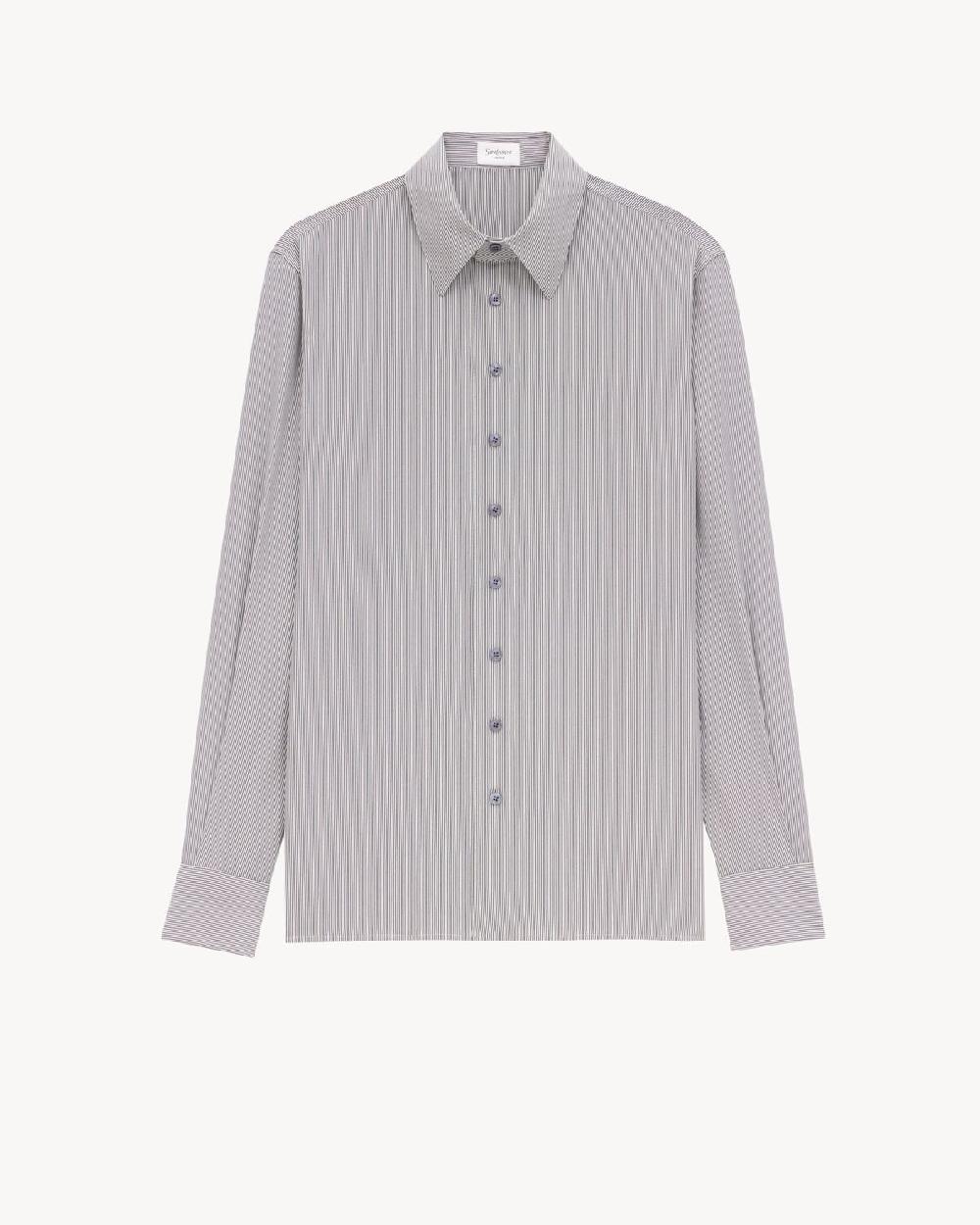 Saint Laurent camisa de seda con motivo de rayas