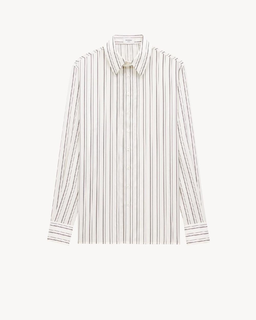 Saint Laurent camisa de seda con motivo de rayas