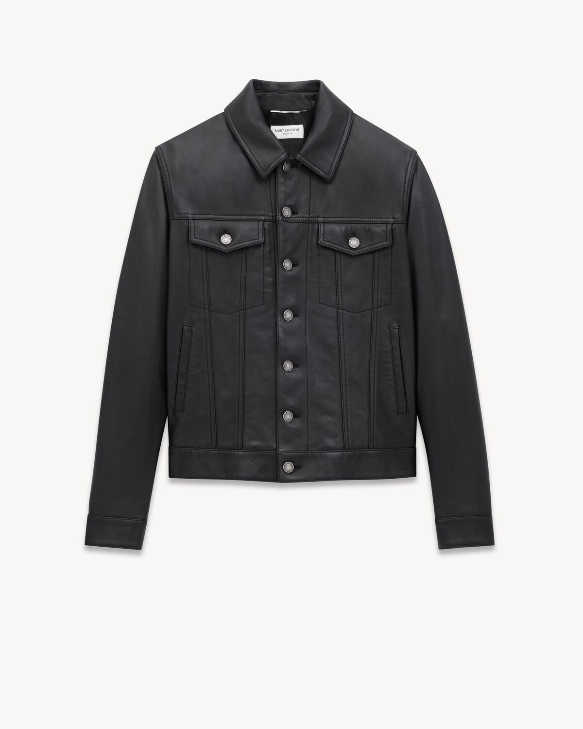 Saint Laurent chaqueta vaquera en piel de cordero