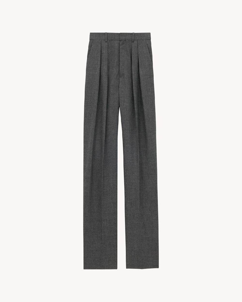 Saint Laurent pantalones anchos de lana mezclilla