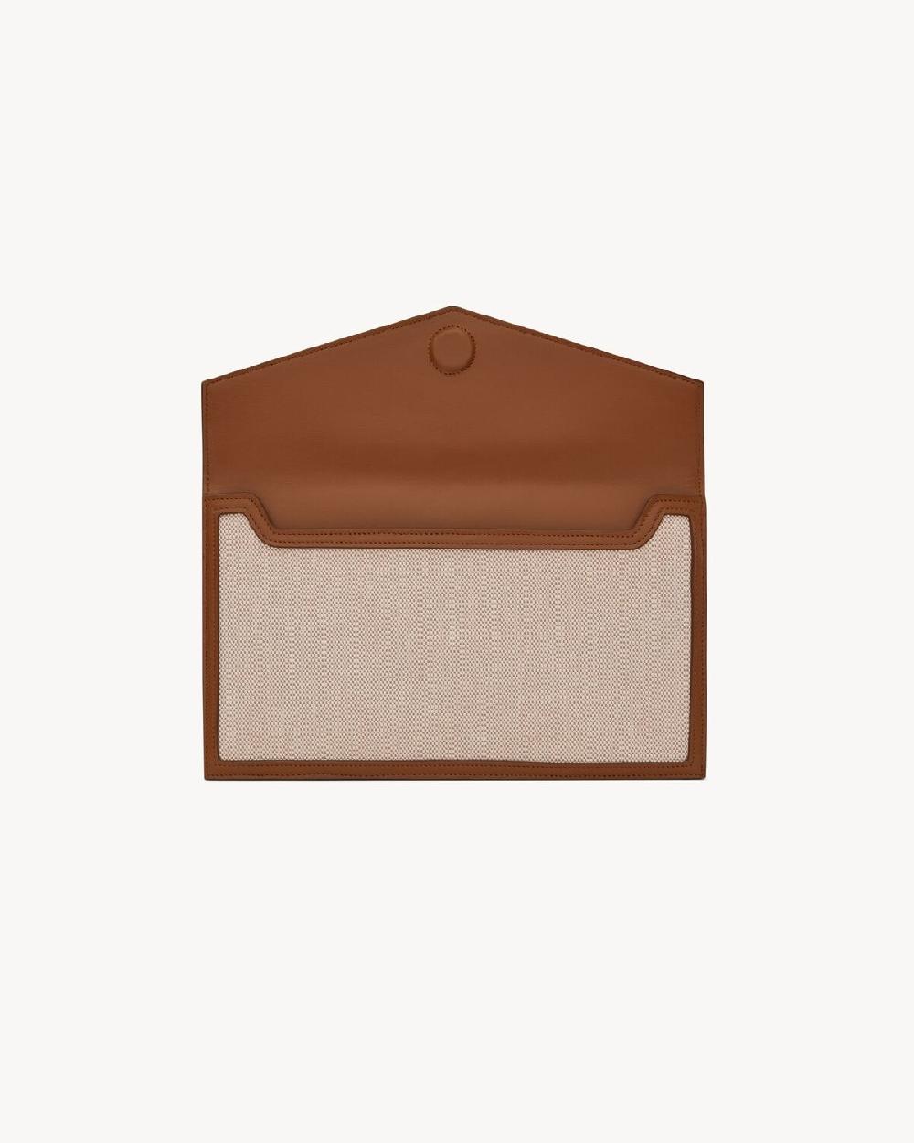 Saint Laurent Pochette Uptown De Lona Y Piel Lisa