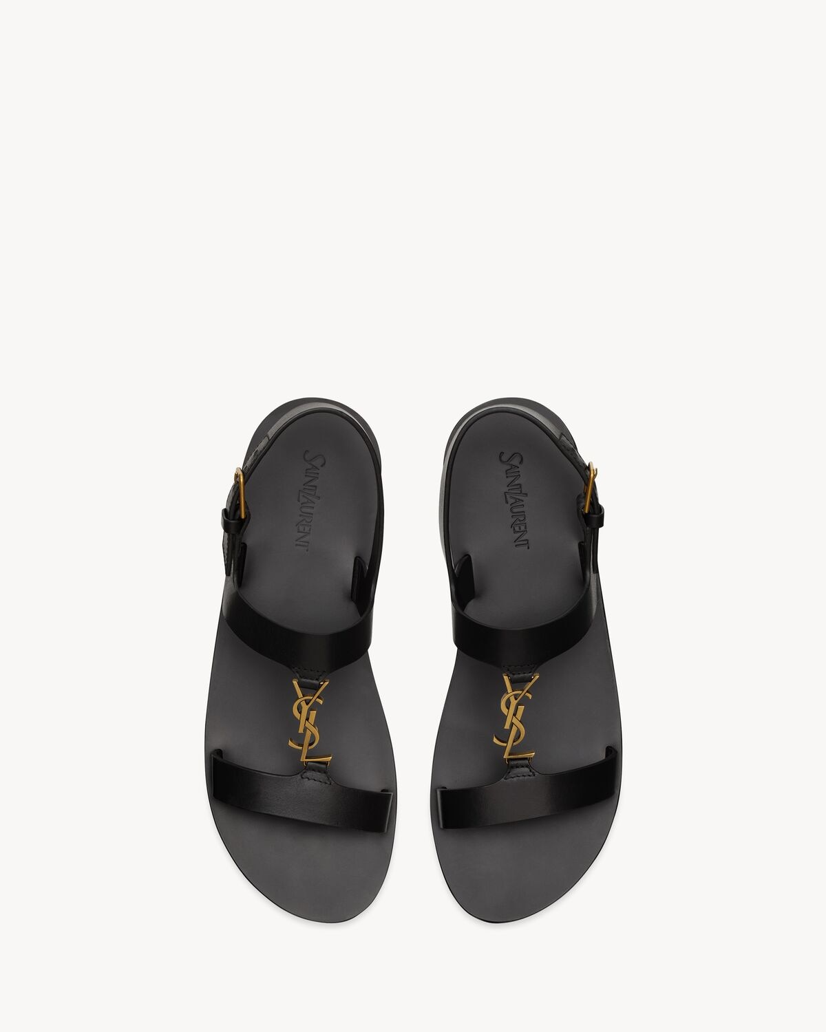 Saint Laurent sandalias cassandre de piel lisa