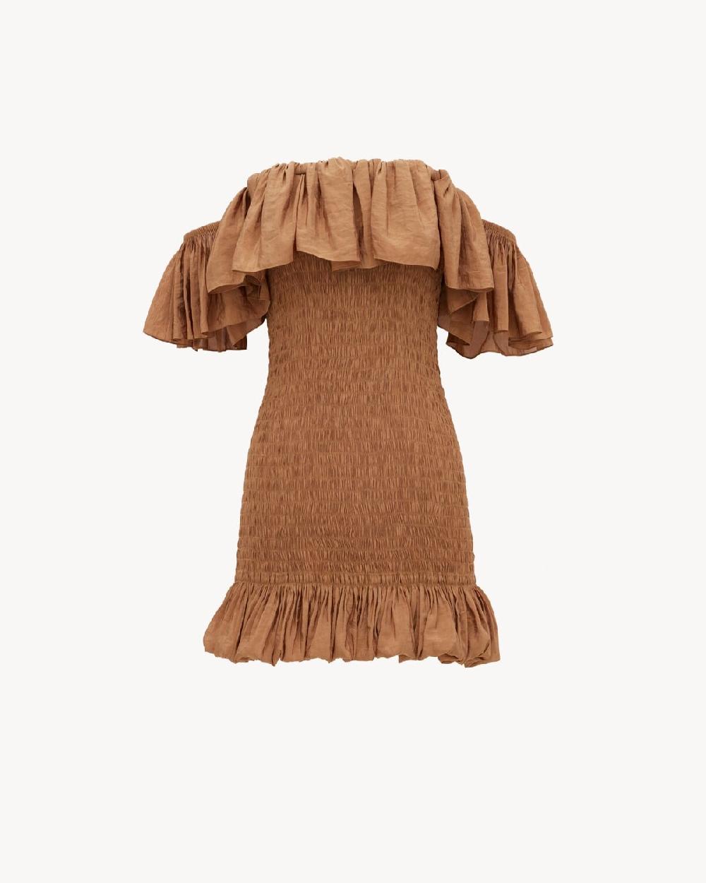 Saint Laurent vestido fruncido de lona