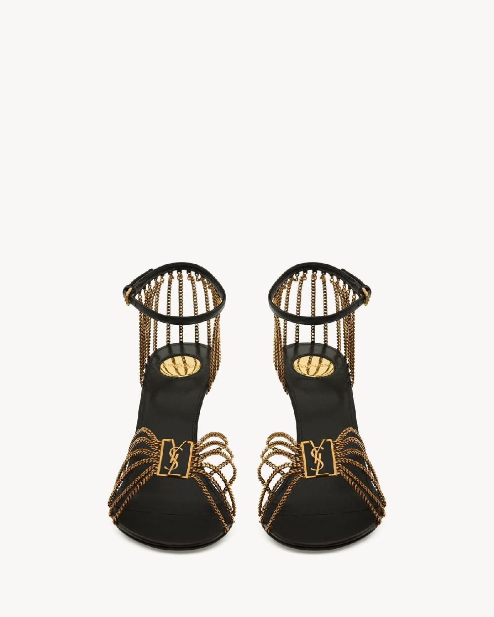 Saint Laurent Sandalias Babylone De Piel Lisa Y Metal