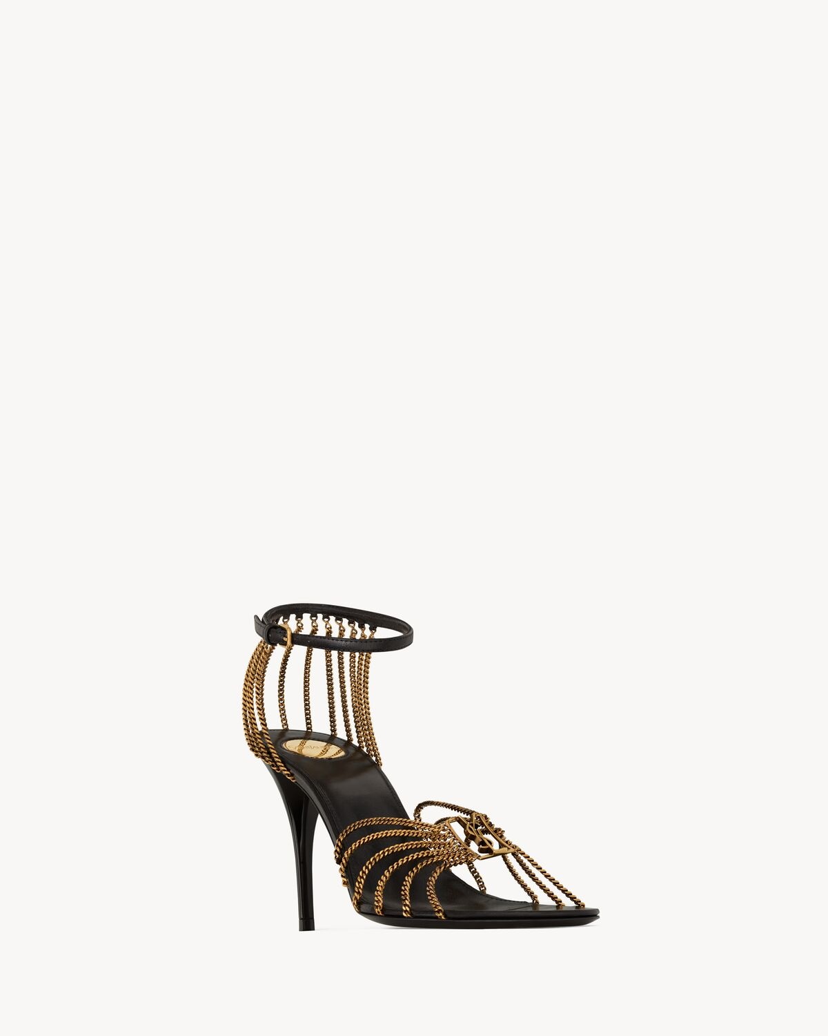 Saint Laurent Sandalias Babylone De Piel Lisa Y Metal