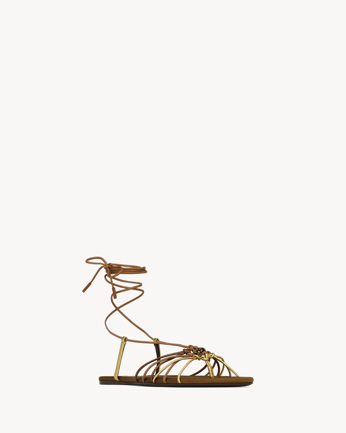 Saint Laurent Sandalias Babylone De Piel Lisa Y Metalizada