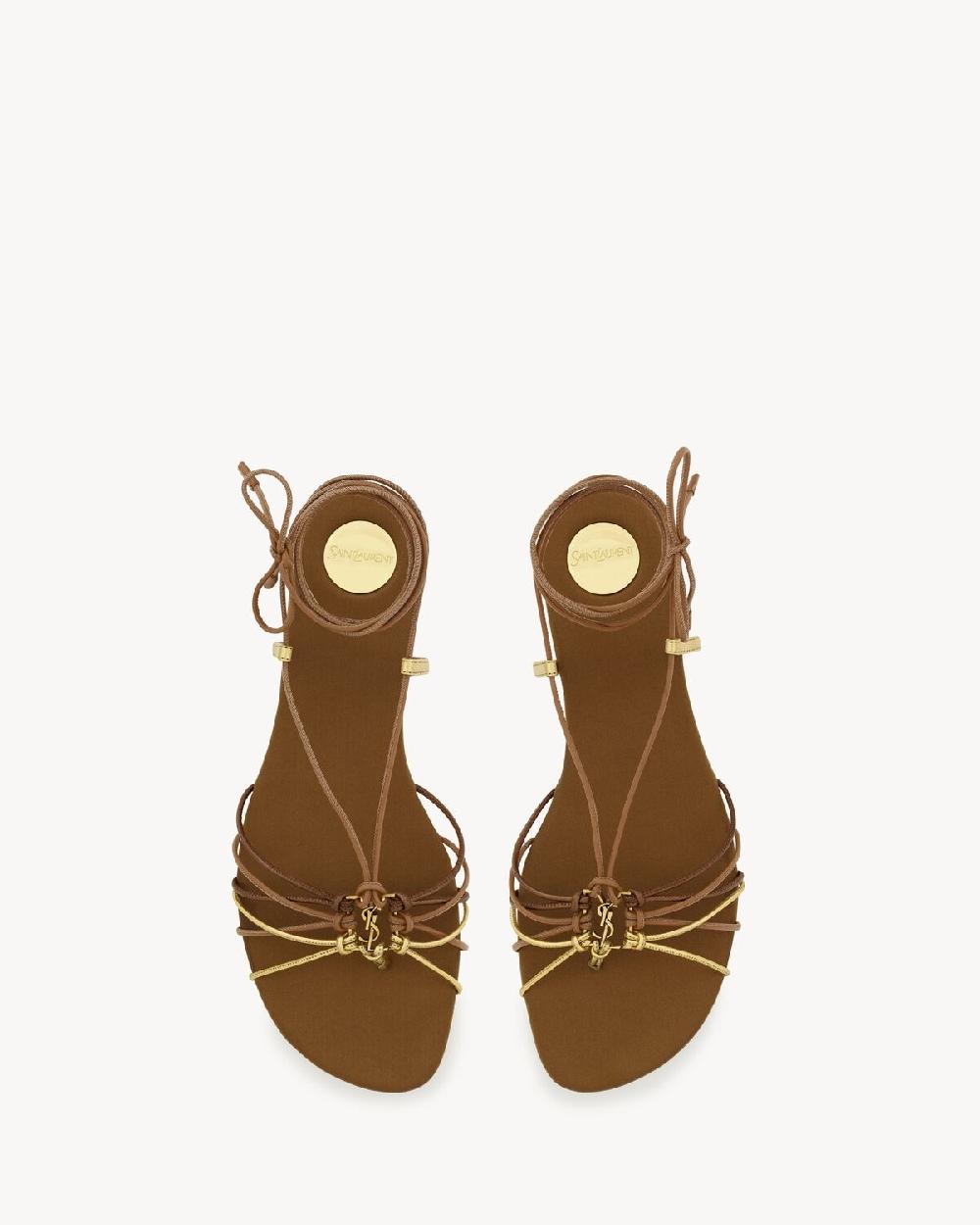 Saint Laurent sandalias babylone de piel lisa y metalizada