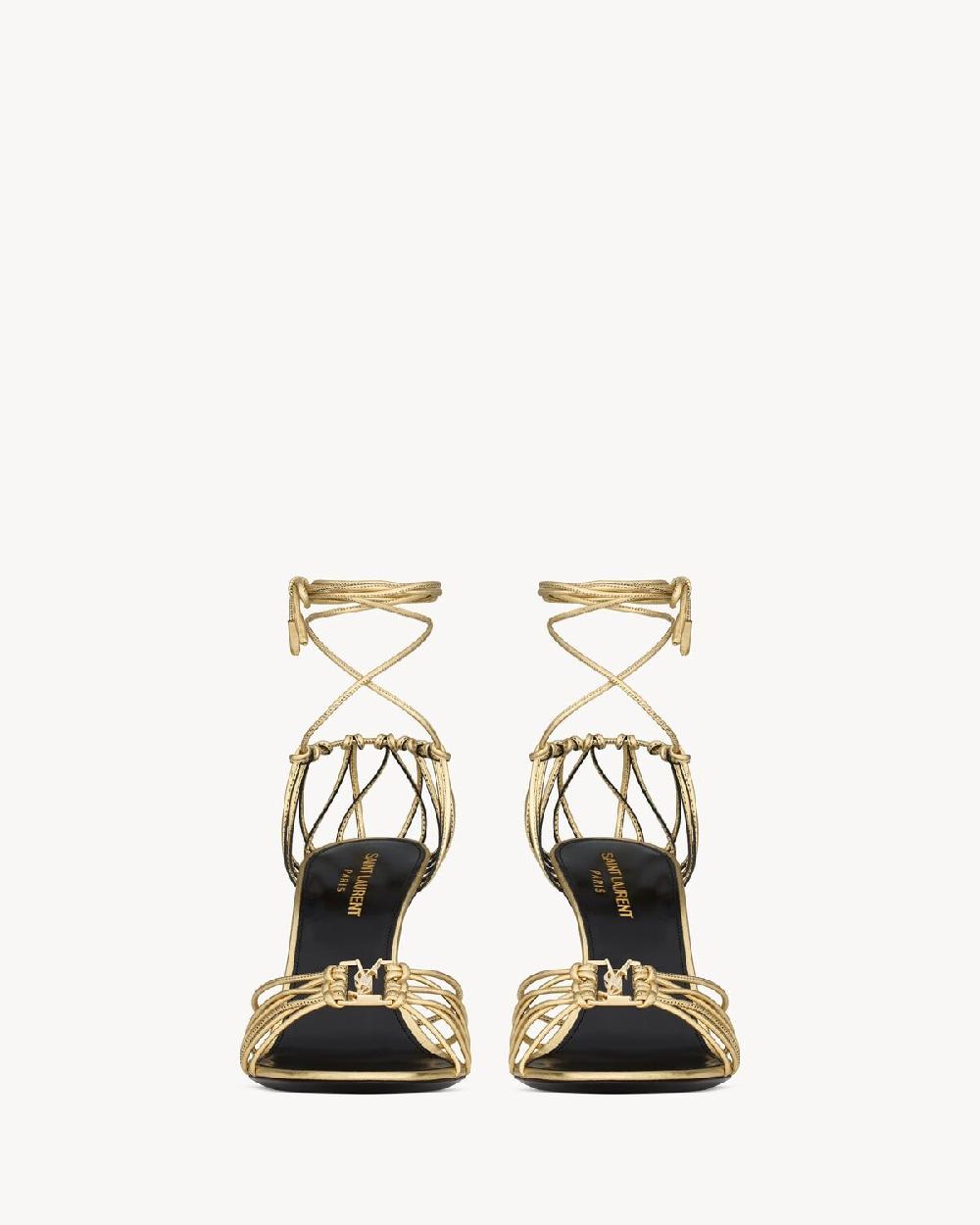 Saint Laurent Sandalias Babylone De Piel Metalizada