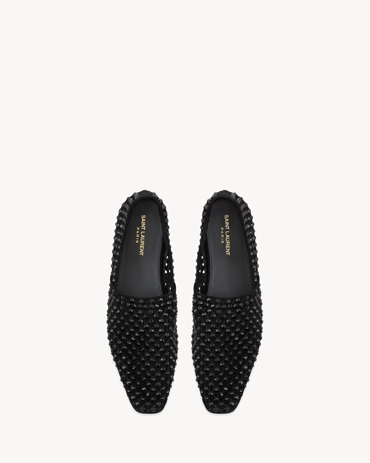 Saint Laurent slippers-mocasines jacques de piel con bisutería