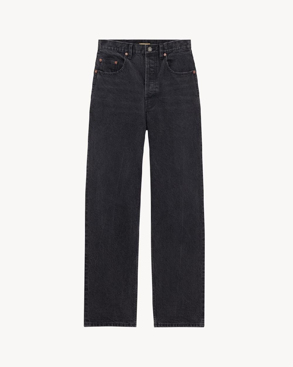 Saint Laurent vaqueros corte carrot de denim parís negro efecto desgastado