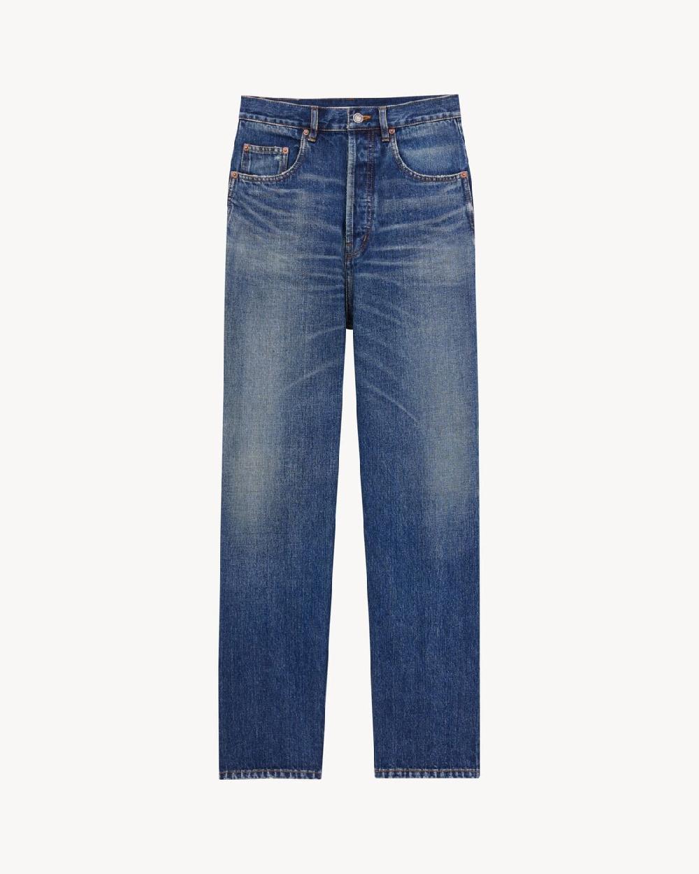 Saint Laurent vaqueros de talle alto de denim azul heritage vintage