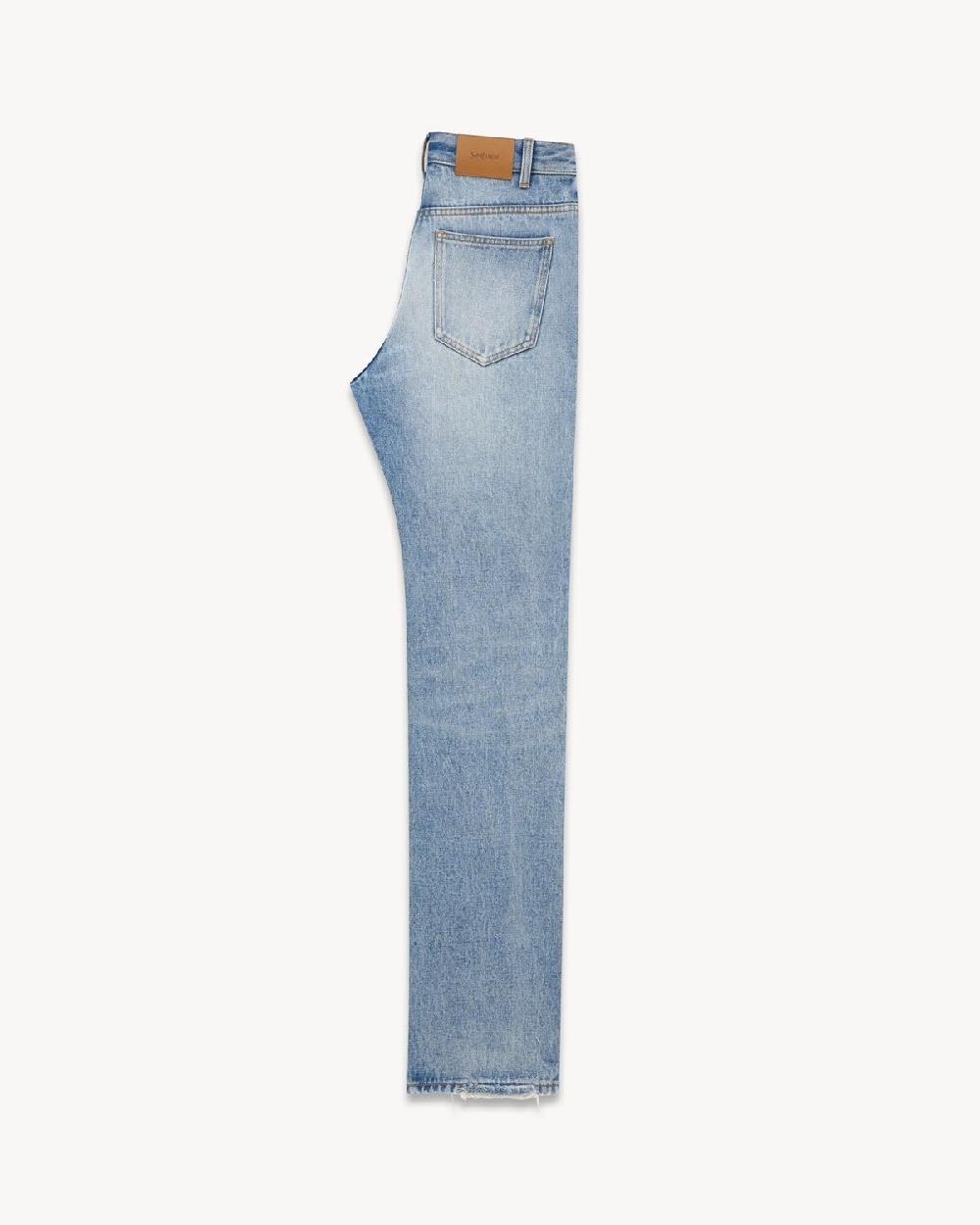 Saint Laurent Vaqueros De Talle Bajo En Denim Azul Sicilia