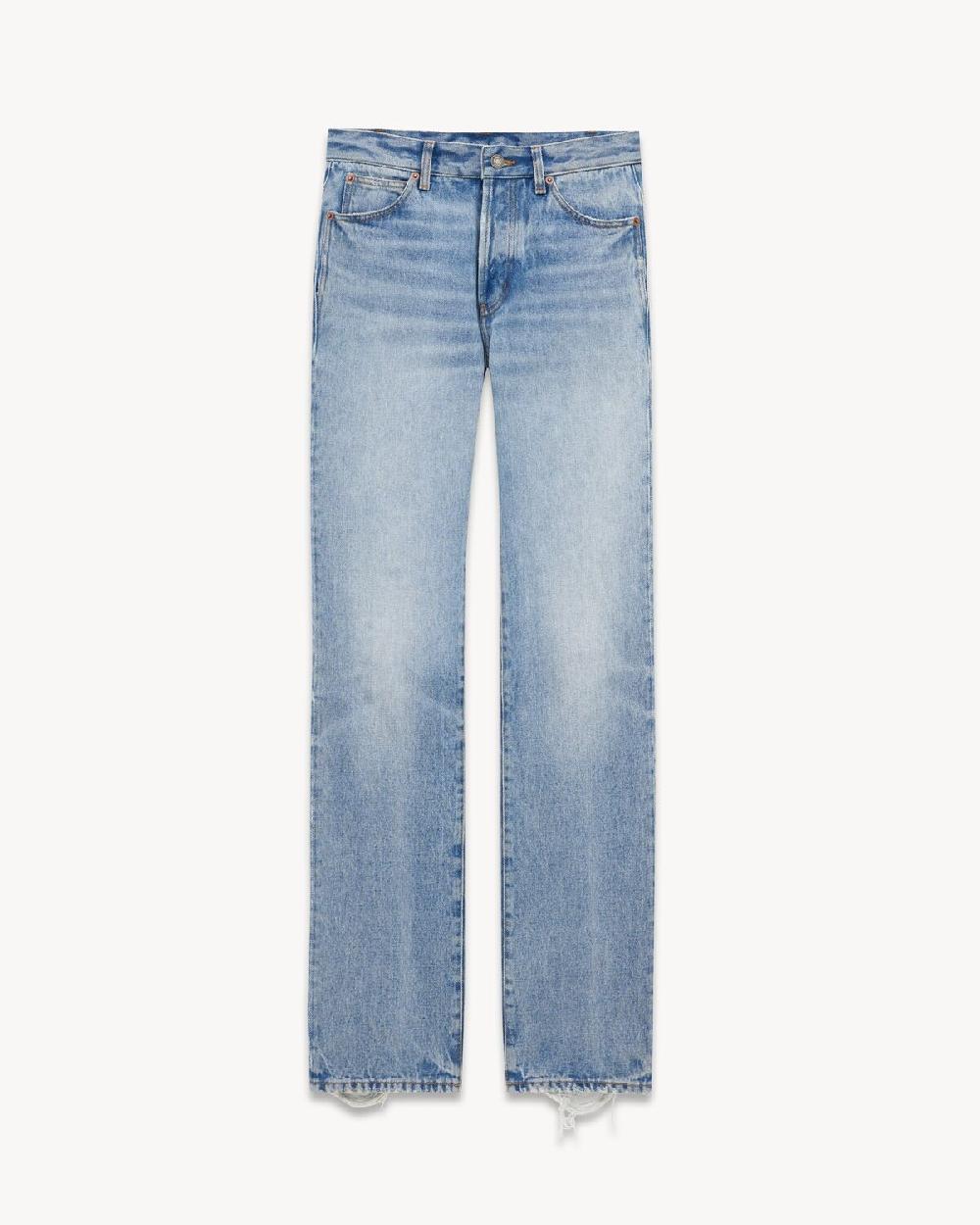 Saint Laurent vaqueros de talle bajo en denim azul sicilia