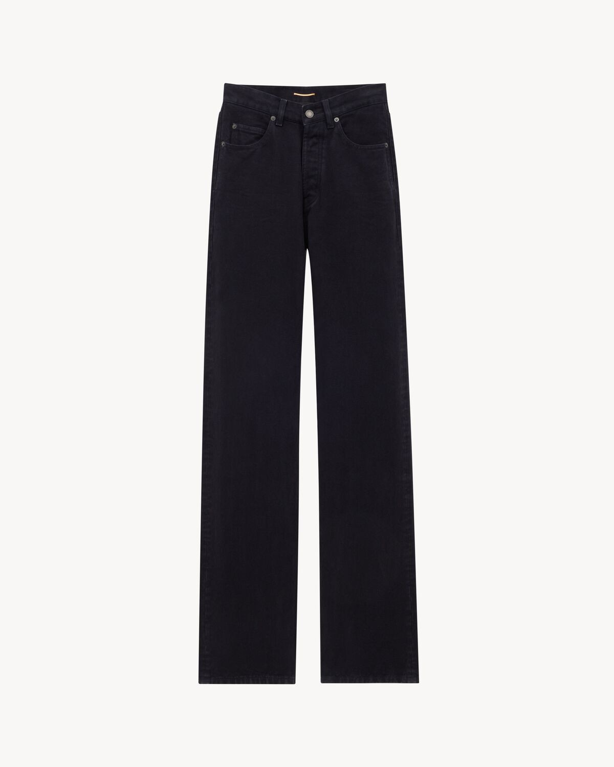 Saint Laurent vaqueros largos de corte baggy con cintura en v de denim negro midnight