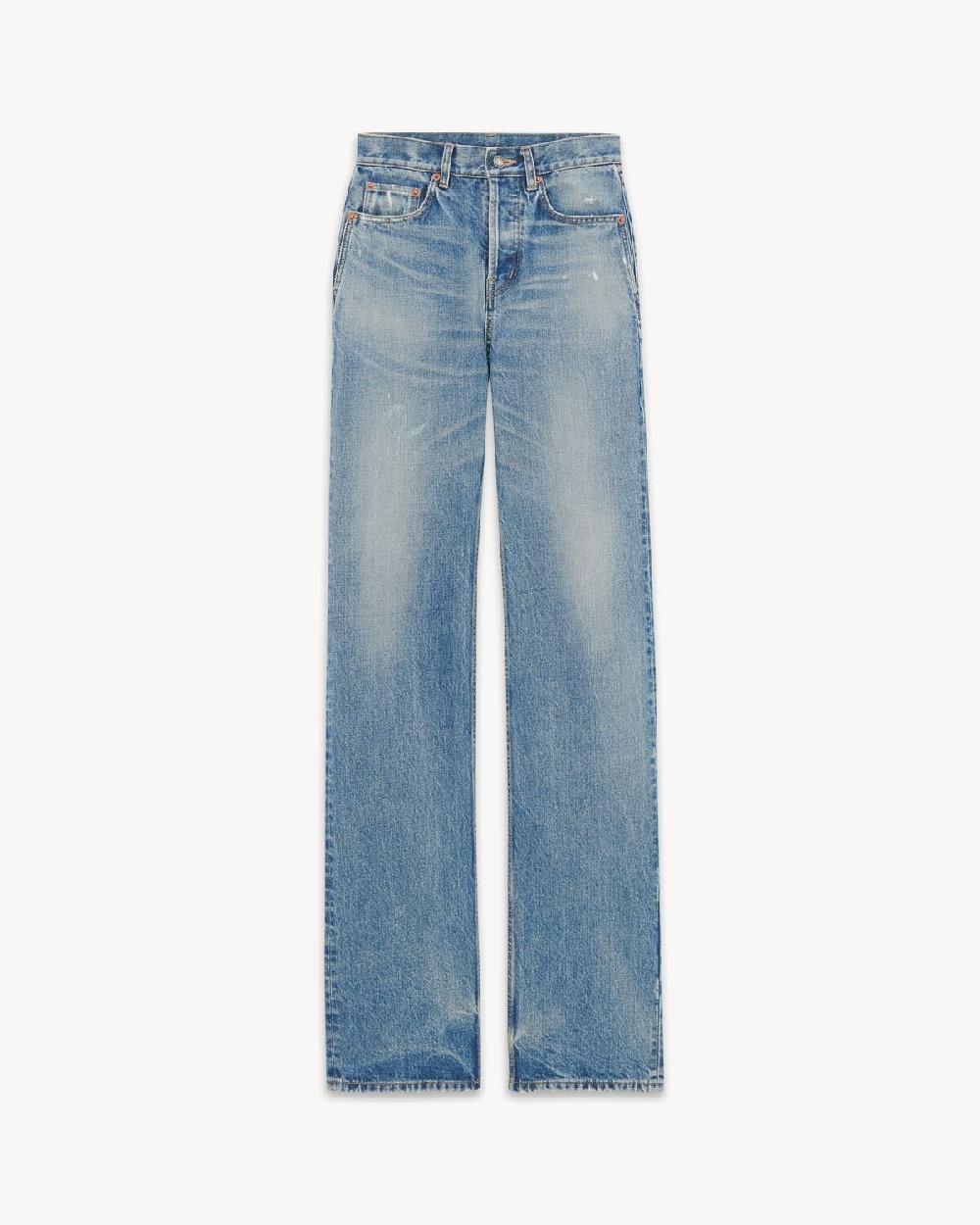 Saint Laurent vaqueros largos de corte recto de denim azul charlotte