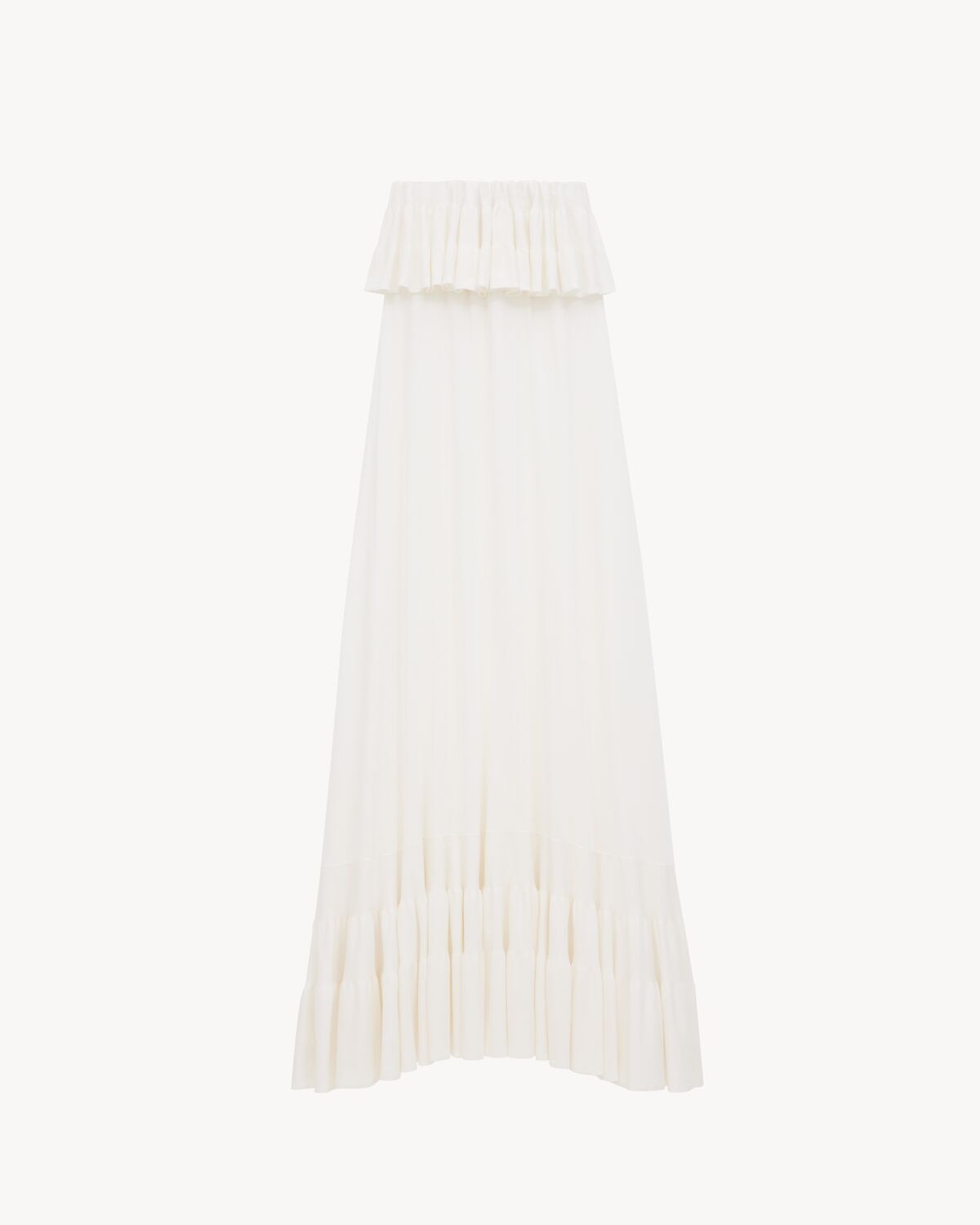 Saint Laurent Vestido Con Volantes De Crepé De Satén De Seda