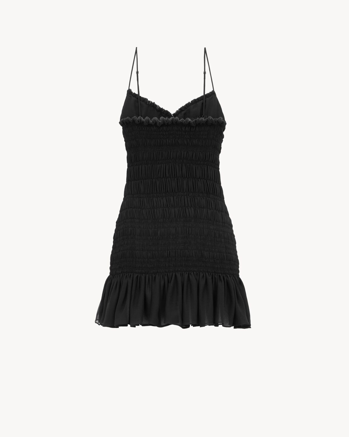 Saint Laurent Vestido Fruncido De Crepé De Muselina De Seda