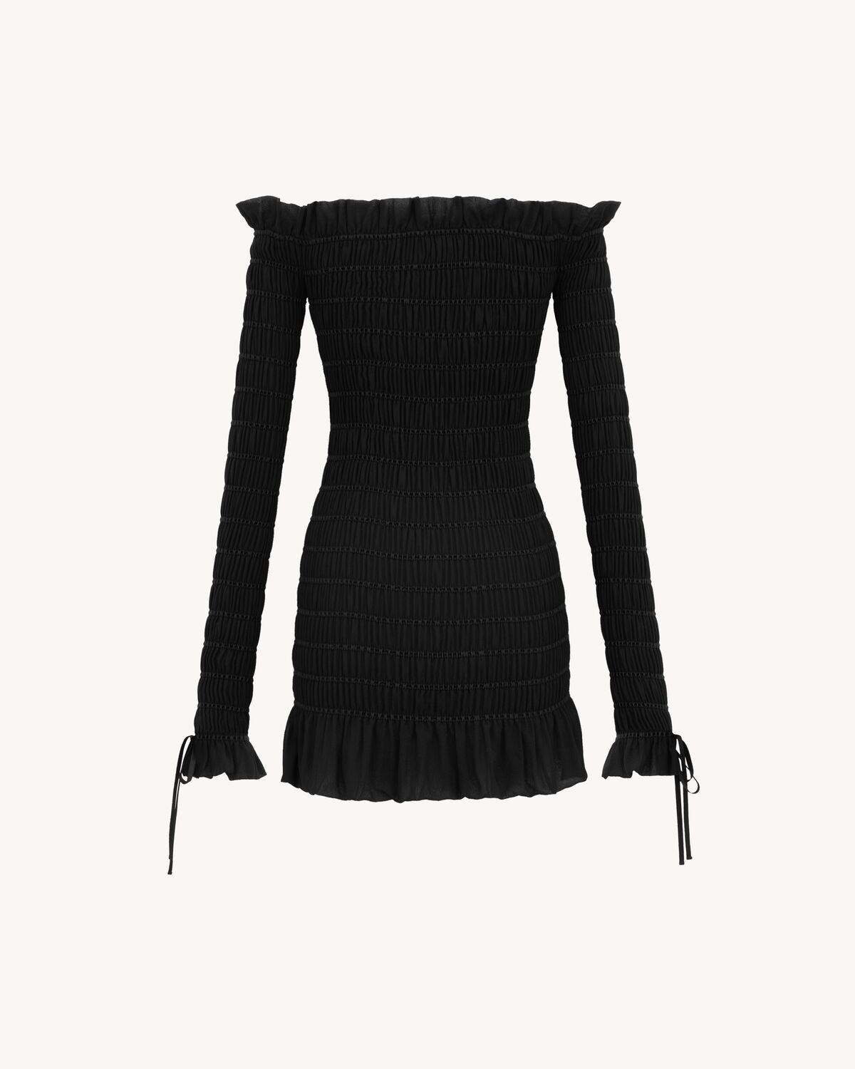 Saint Laurent Vestido Fruncido De Georgette De Seda