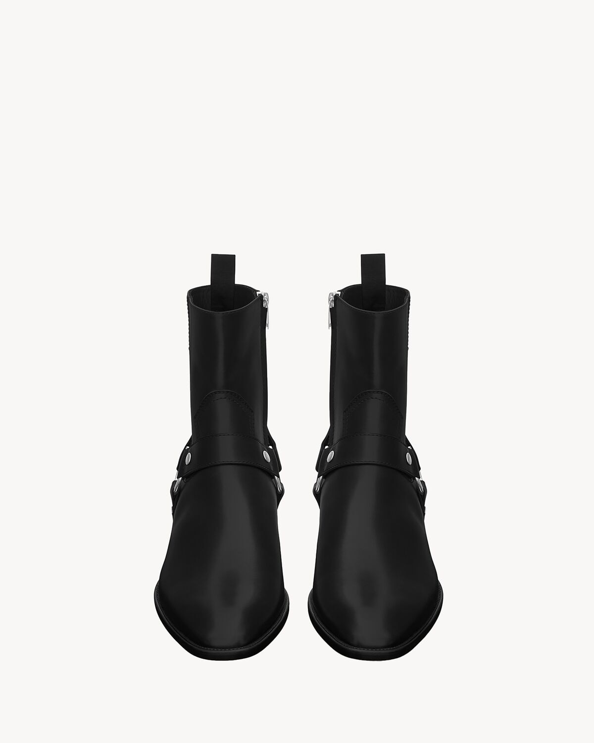 Saint Laurent Wyatt Harness Boots In Smooth Leather