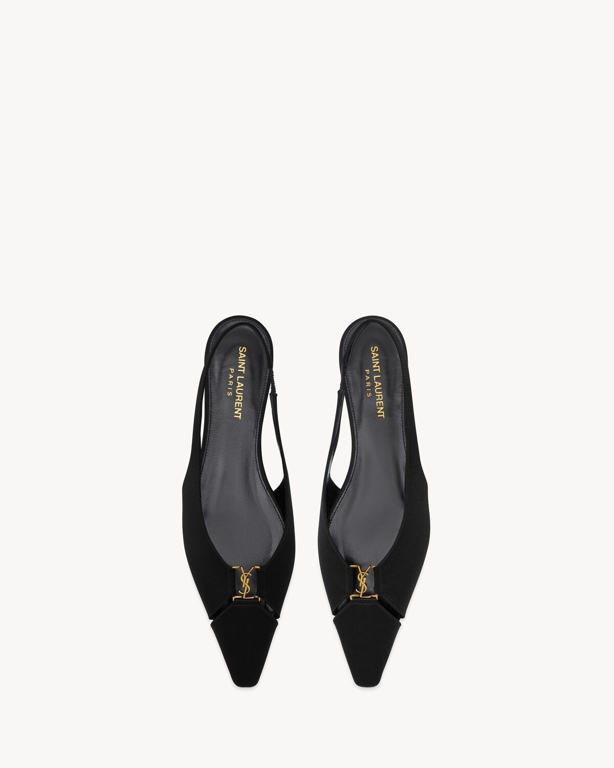 Saint Laurent zapatos planos slingback babylone de crepé de satén